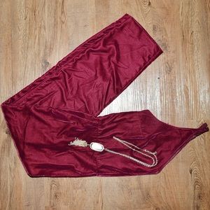 Like-New Cranberry Velvet Jumpsuit